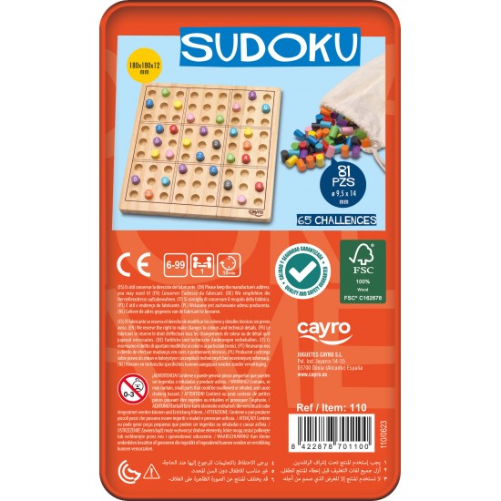 WOODEN SUDOKU IN METAL BOX / TRAVEL EDITION