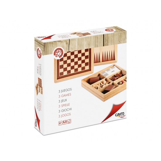 INLAID CHESS - CHECKERS - BACKGAMMON SET