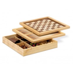 INLAID CHESS - CHECKERS - BACKGAMMON SET