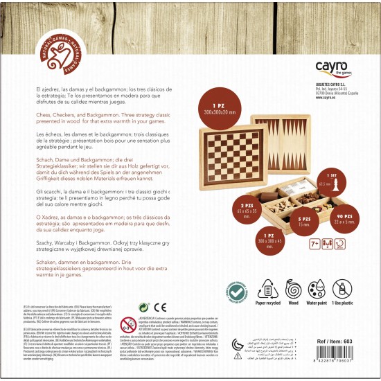 INLAID CHESS - CHECKERS - BACKGAMMON SET