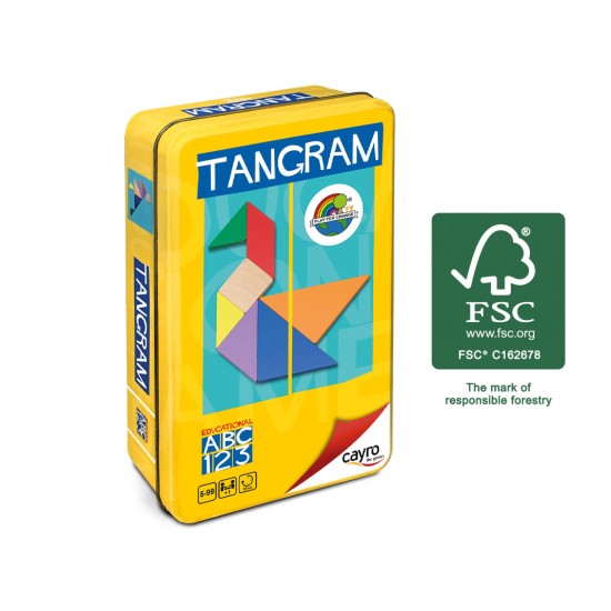 WOODEN TANGRAM WITH METAL BOX / TRAVEL EDITION