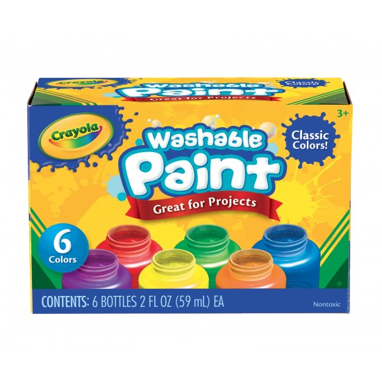 6 WASHABLE PAINT BOTTLES 59 ML - CLASSIC COLOURS