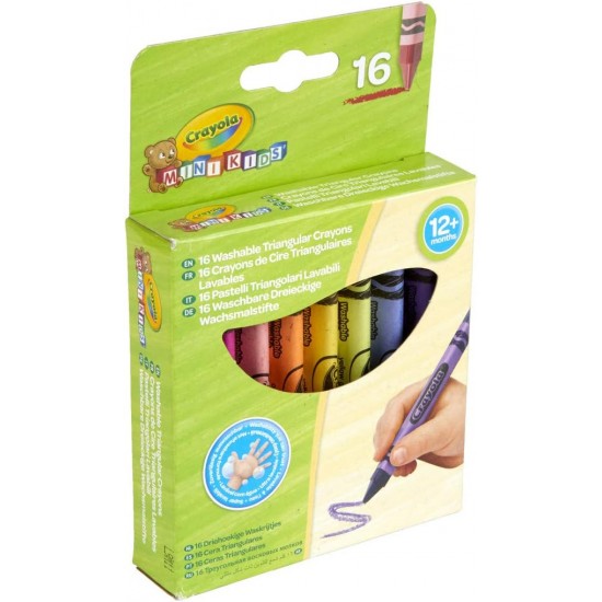 MINI KIDS 16 WASHABLE TRIPOD GRIP CRAYONS