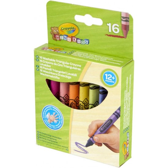 MINI KIDS 16 WASHABLE TRIPOD GRIP CRAYONS