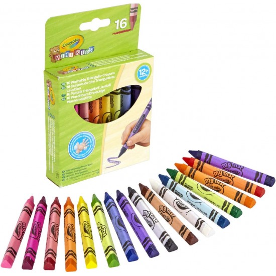 MINI KIDS 16 WASHABLE TRIPOD GRIP CRAYONS