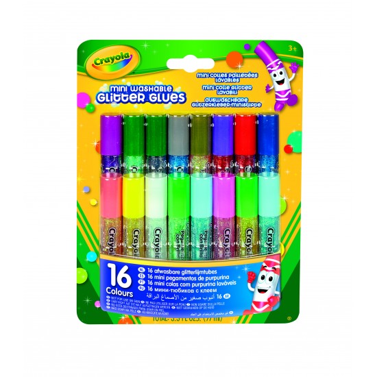 16 Washable Mini Glitter Glue