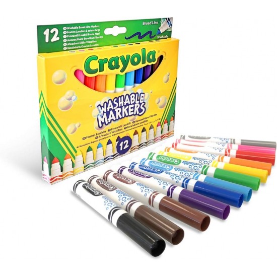 12 WASHABLE MARKERS BROADLINE 