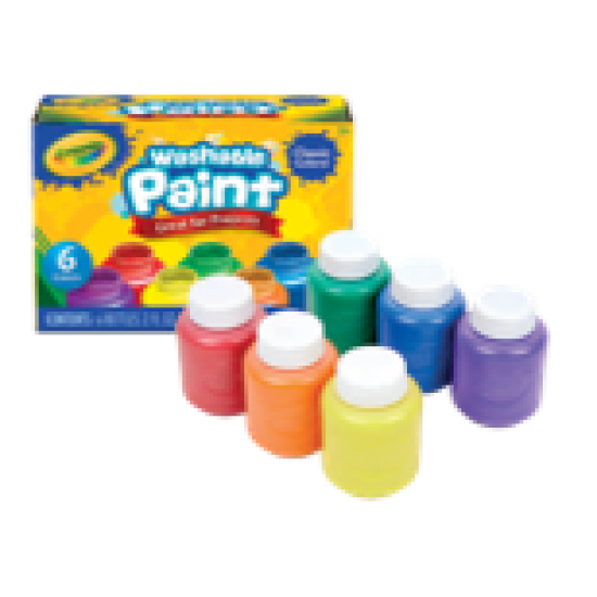 6 WASHABLE PAINT BOTTLES 59 ML - CLASSIC COLOURS