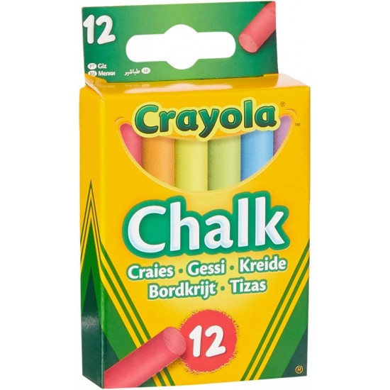 12 ANTI-DUST COLOURED CHALKS