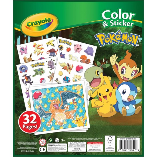 COLOR & STICKER PAD, POKEMON 