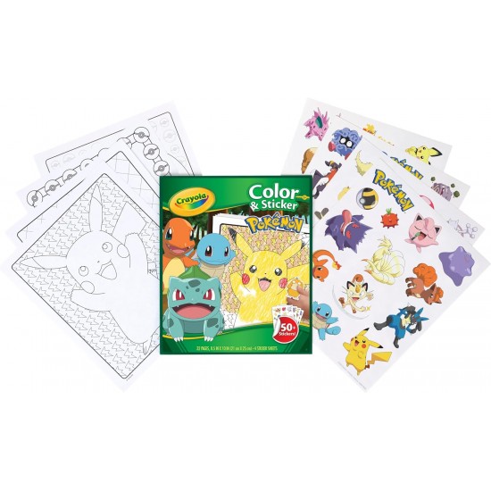 COLOR & STICKER PAD, POKEMON 