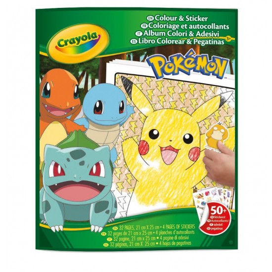 COLOR & STICKER PAD, POKEMON 