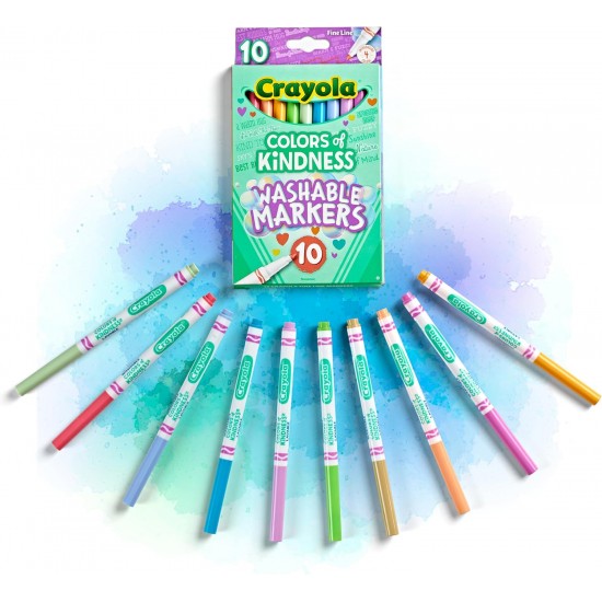 COLOURS OF KINDNESS - 10 WASHABLE FINELINE MARKERS