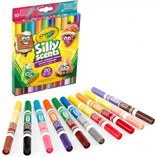 SILLY SCENTS - 10 BROAD LINE DUAL-ENDED WASHABLE MARKERS