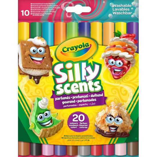 SILLY SCENTS - 10 BROAD LINE DUAL-ENDED WASHABLE MARKERS