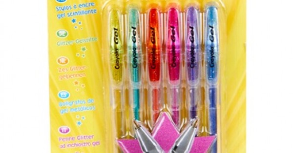 Crayola - 6 Penne Gel Brillanti Con Effetti Glitter: Scrittura Morbida E Creativa Per Bambini