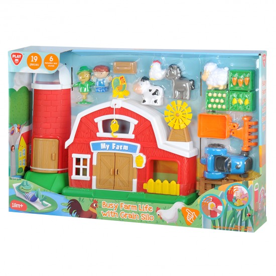 BUSY FARM LIFE WITH GRAIN SILO