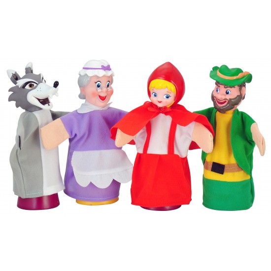 4 PIECES MEDIUM HAND PUPPET + PLASTIC THEATRE