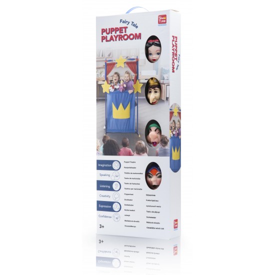 4 PIECES LARGE HAND PUPPET WITH PLASTIC THEATRE