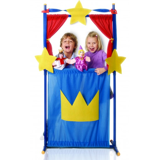 4 PIECES LARGE HAND PUPPET WITH PLASTIC THEATRE