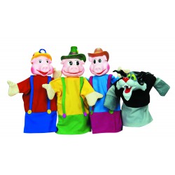 4 PIECES LARGE HAND PUPPET WITH PLASTIC THEATRE PLAYSET 