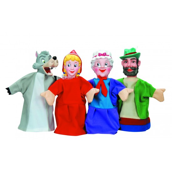 4 PIECES LARGE HAND PUPPET WITH PLASTIC THEATRE