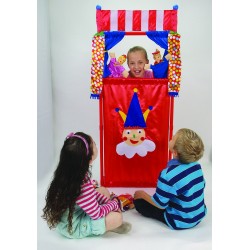 4 PIECES MEDIUM HAND PUPPET + PLASTIC THEATRE