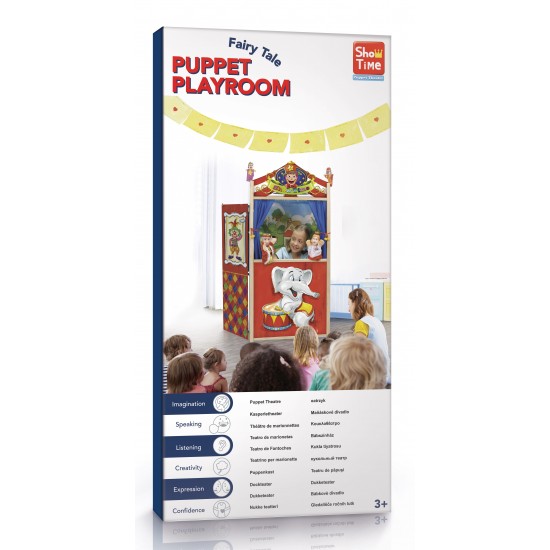 WOODEN PUPPET THEATRE + 2 PIECES FINGER PUPPETS