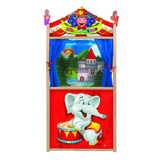 WOODEN PUPPET THEATRE + 2 PIECES FINGER PUPPETS