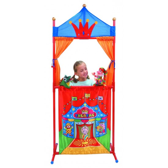4 PIECES LARGE HAND PUPPET WITH PLASTIC THEATRE PLAYSET