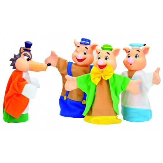 4 PIECES LARGE HAND PUPPET WITH PLASTIC THEATRE PLAYSET