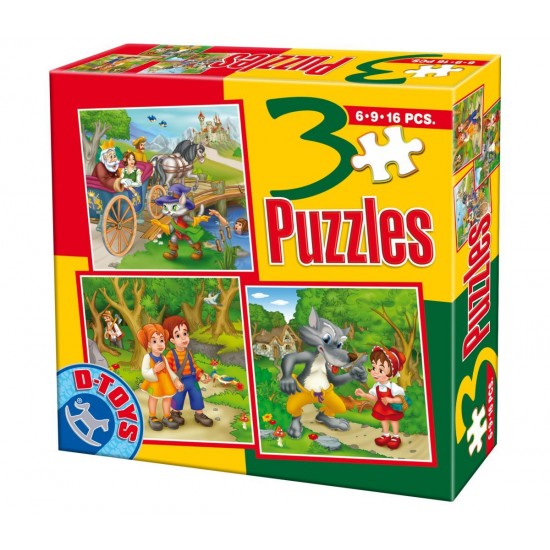 3 PUZZLES FAIRY TALES 6-9-16 PIECES