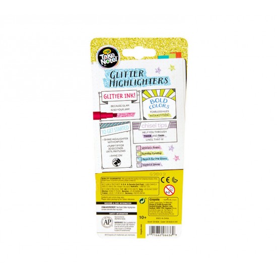 TAKE NOTE 4 GLITTER HIGHLIGHTERS