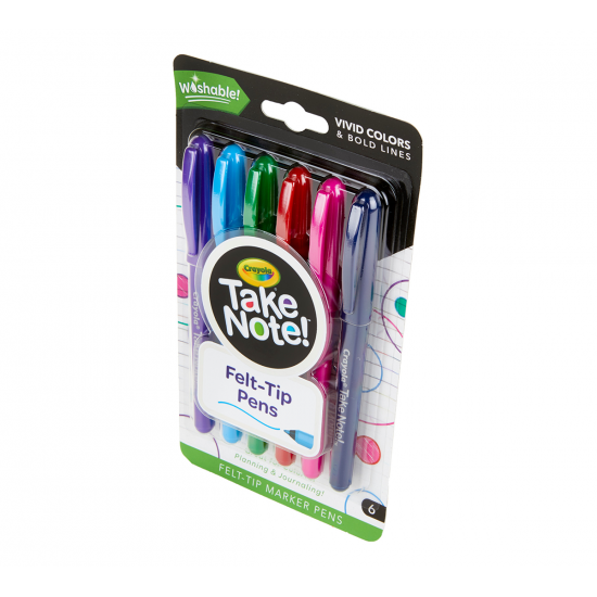 TAKE NOTE  6 WASHABLE FELT TIP MARKERS
