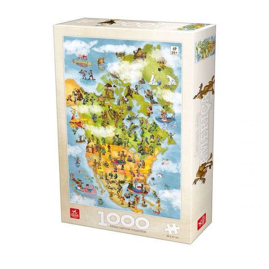 PUZZLE 1000 CARTOON MAP - AMERICA