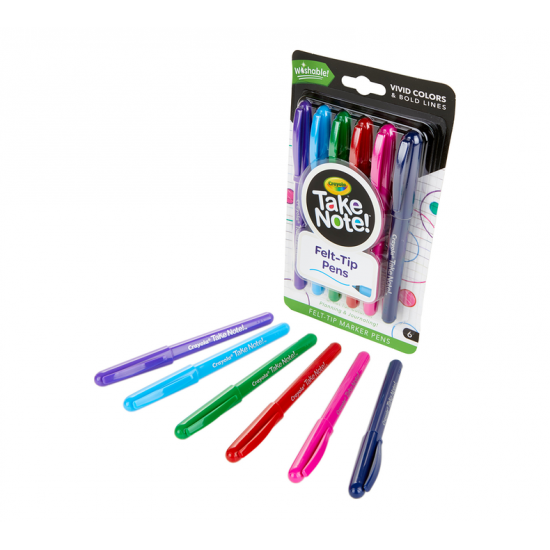 TAKE NOTE  6 WASHABLE FELT TIP MARKERS