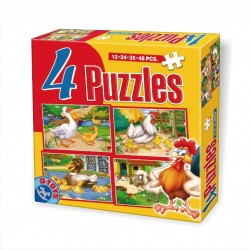 4 PUZZLES ANIMALS 12-24-35-48 PCS