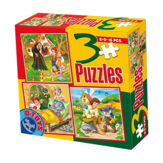 3 PUZZLES FAIRY TALES 6-9-16 PCS