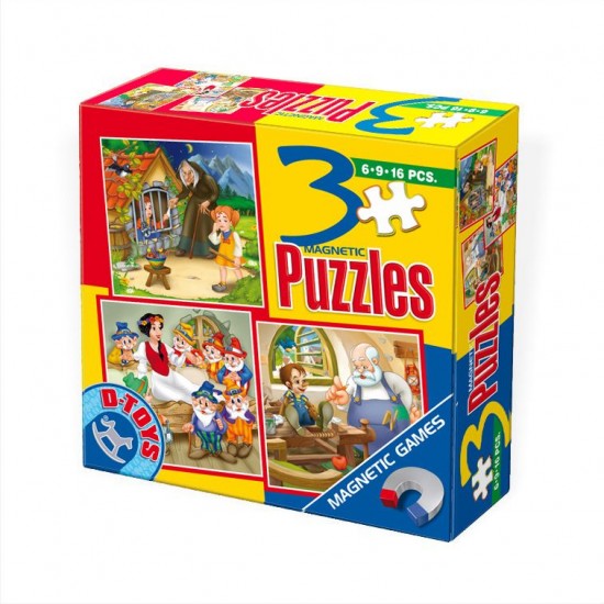 3 MAGNETIC PUZZLES 6-9-16 PIECES / FAIRY TALES 