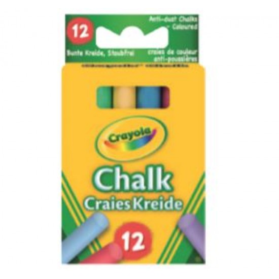 12 ANTI-DUST COLOURED CHALKS