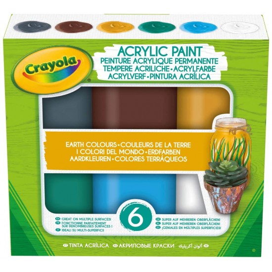 ACRYLIC PAINT EARTH COLOURS 6x2oz